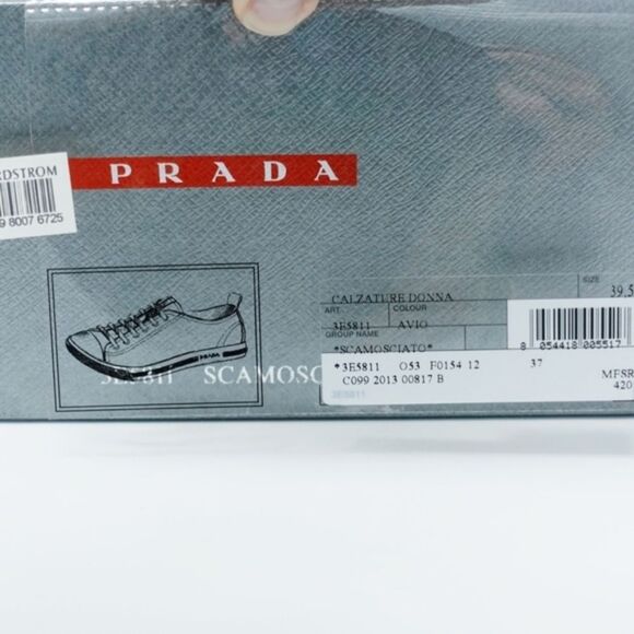 Prada Suede Leather Sneakers Cap Toe Gray  Blue  9.5 Retro Ballet sneakers - Picture 8 of 8